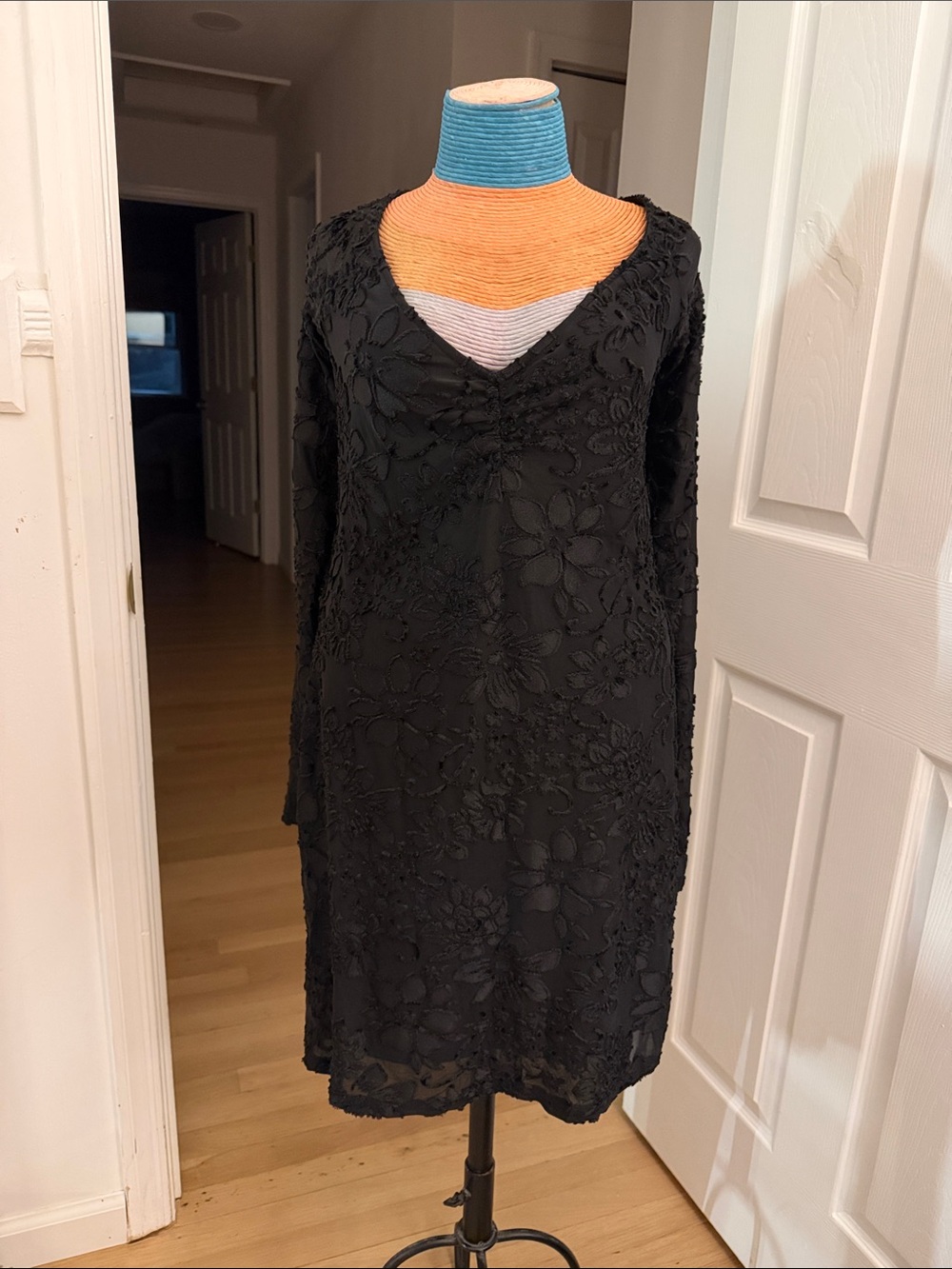 H&M Black Floral Lace Long Sleeve Dress